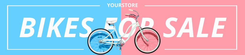 Designvorlage Classic Bikes Sale Offer on Blue and Pink für Ebay Store Billboard