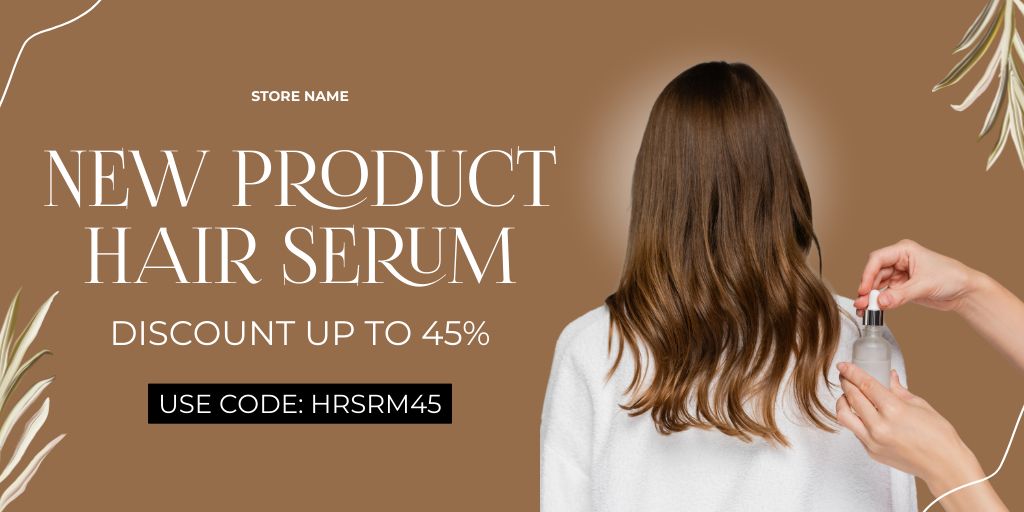 Designvorlage Offer Discount on New Hair Serum für Twitter