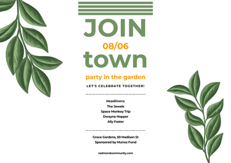 Plantilla de diseño de fiesta en la ciudad en el jardín Poster A2 Horizontal 