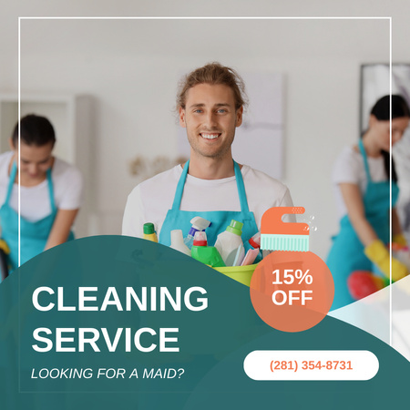 Cleaning Service With Discount And Supplies Animated Postデザインテンプレート