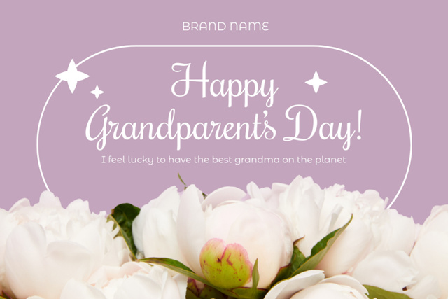 Happy Grandparents' Day Salutations With Flowers Postcard 4x6in Design Template