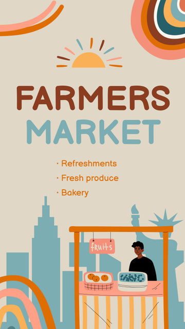 Farmers Market With Food And Bakery Instagram Video Story Design Template