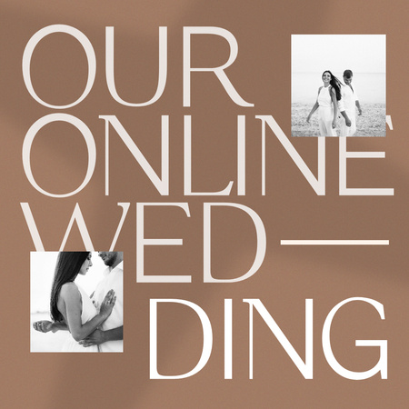 Online Wedding Announcement with Happy Romantic Couple Instagram Design Template