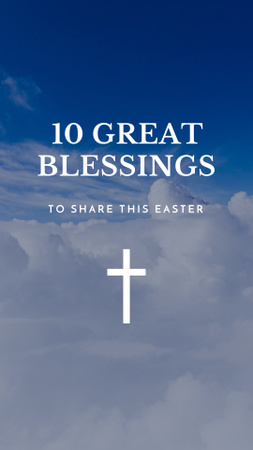 Easter Blessings with Cross in Heaven Instagram Story Design Template