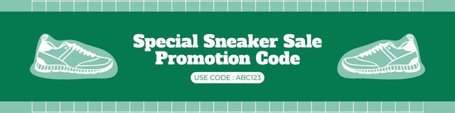 Special Offer of Sneakers with Promo Code Twitter tervezősablon