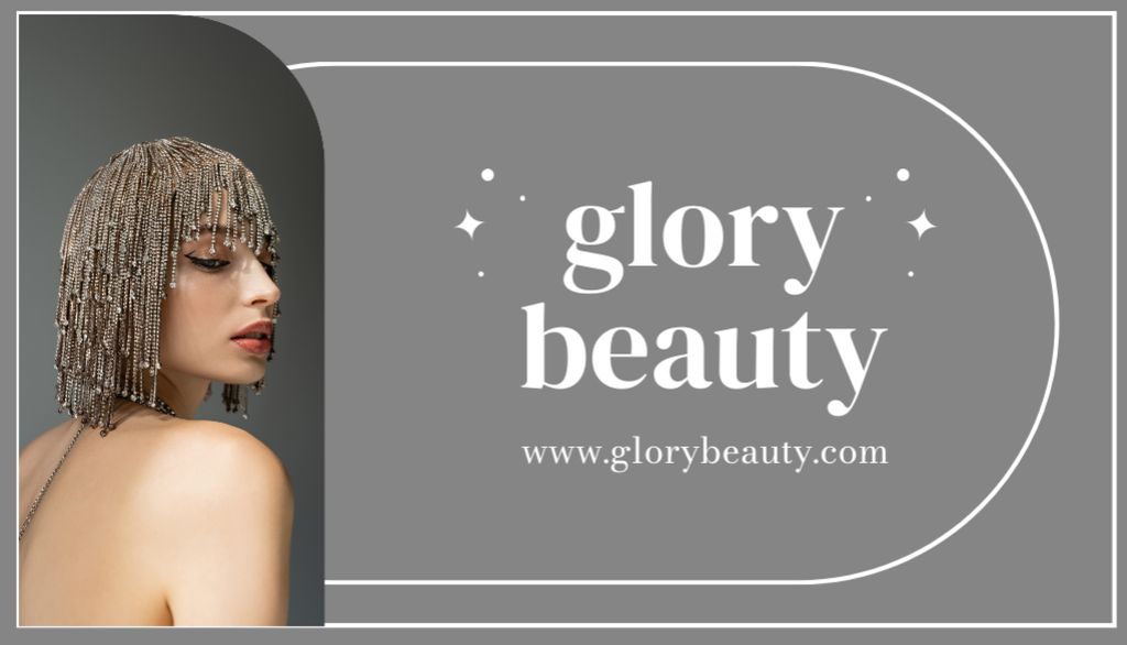 Plantilla de diseño de Beauty Shop Loyalty Program Announcement on Grey Business Card US 
