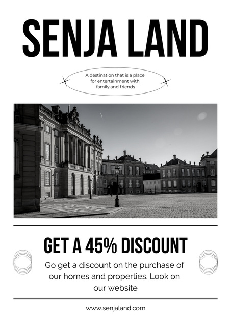 Discount Property Services with Empty City Poster Design Template