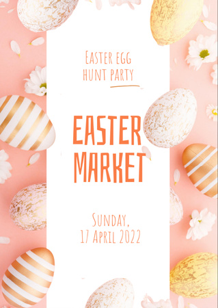 Easter Market Event Announcement in Pink Flyer A6 Tasarım Şablonu