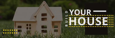 Build your house poster with small wooden house model Twitter Modelo de Design