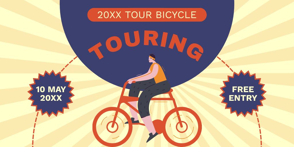 Bicycle Tour Invitation on Yellow Twitter Tasarım Şablonu