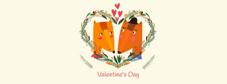 Valentine's Day Announcement with Cute Foxes Facebook cover Design Template
