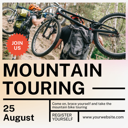 Mountain Touring Ad with Friends on Bikes Instagram Design Template