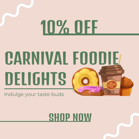 Yummy Food And Drinks At Foodie Carnival At Lowered Costs Animated Post Design Template
