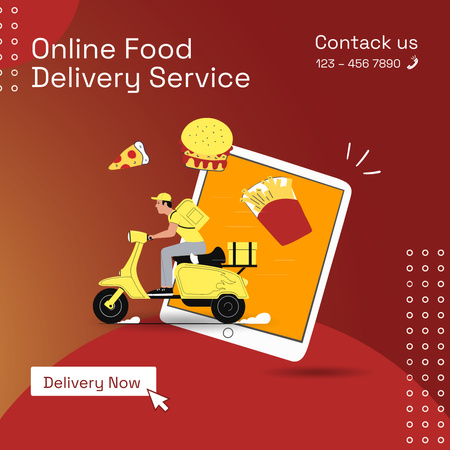 Template di design servizio di consegna di cibo online Instagram