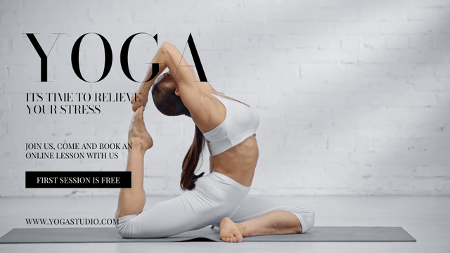 Platilla de diseño Young Woman Practicing Yoga Full HD video