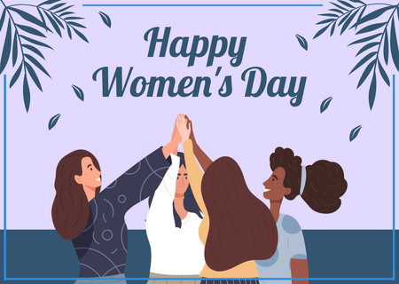 Women's Day Greeting with Team of Women Card Design Template