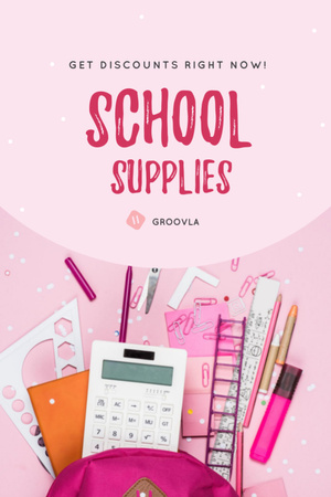 Back to School Sale Stationery in Backpack Flyer 4x6in Design Template