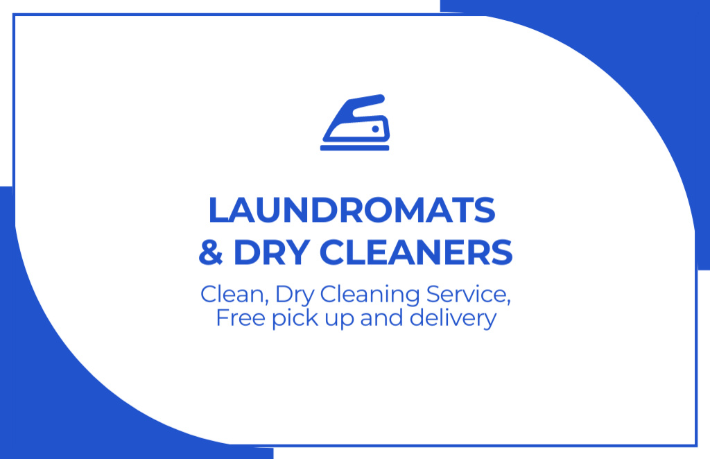 Laundry Emblem with Blue Iron Business Card 85x55mm – шаблон для дизайна