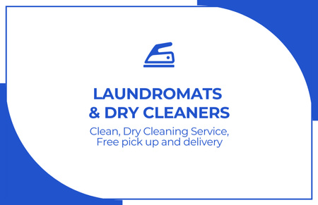 Laundry Emblem with Blue Iron Business Card 85x55mm Design Template