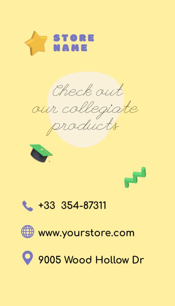 Advertisement for Branded College Apparel Business Card US Vertical Tasarım Şablonu