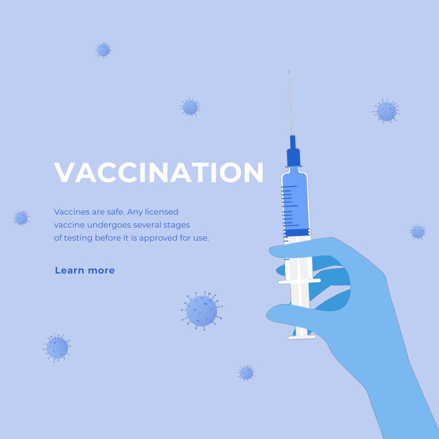Virus Vaccination Motivation with Doctor holding Syringe Animated Post Design Template