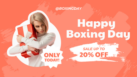 Boxing Day Sale with Young Woman FB event cover Design Template