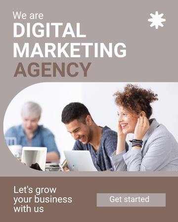 Team working in Digital Marketing Agency Instagram Post Vertical Design Template