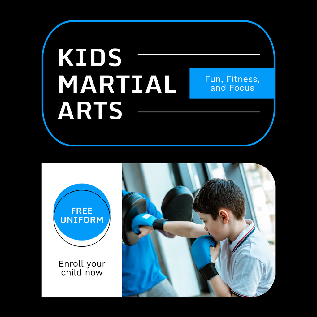 Plantilla de diseño de Little Kid on Martial Arts Training Instagram AD 