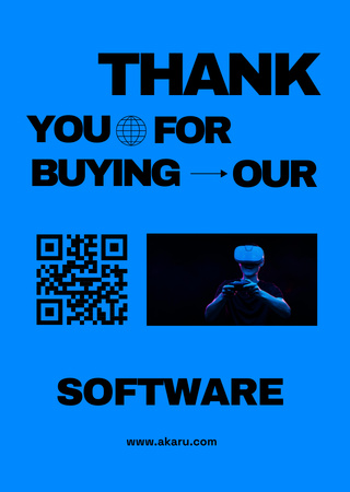 Man in Virtual Reality Glasses Postcard A6 Vertical Design Template