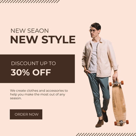 Fashion Clothes Ad with Handsome Man Instagram Design Template