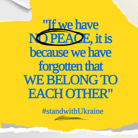 Sarı renkte Ukrayna'nın yanında yer alma motivasyonu Instagram Tasarım Şablonu