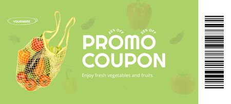 Grocery Store With Veggies In Bag Promotion Coupon 3.75x8.25in Design Template
