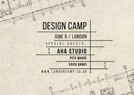 Design camp announcement on blueprint Postcard 5x7in Design Template