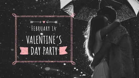 Valentine's Day Party Announcement with Cute Couple FB event cover Design Template