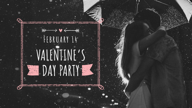 Valentine's Day Party Announcement with Cute Couple FB event cover tervezősablon