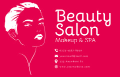 Beauty Salon Ad with Illustration of Woman on Red