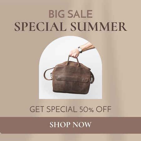 Special Summer Sale Offer with Brown Travel Bag Instagram Design Template