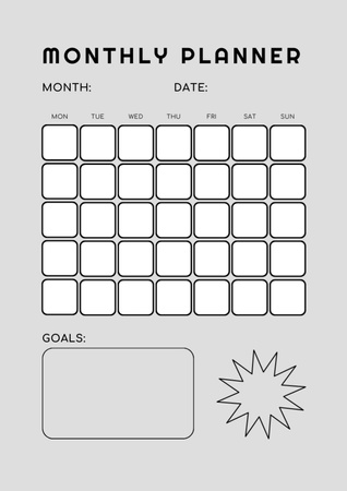Simple Monthly Goals in Grey Schedule Planner Design Template