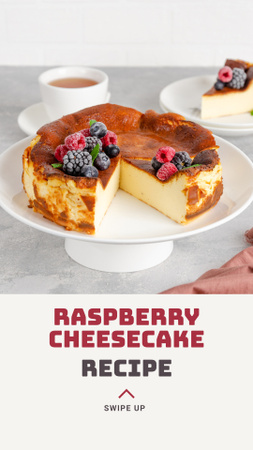 Template di design Come cucinare la cheesecake ai lamponi Instagram Story