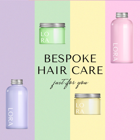 Hair Care Ad with Cosmetic Bottles Animated Postデザインテンプレート