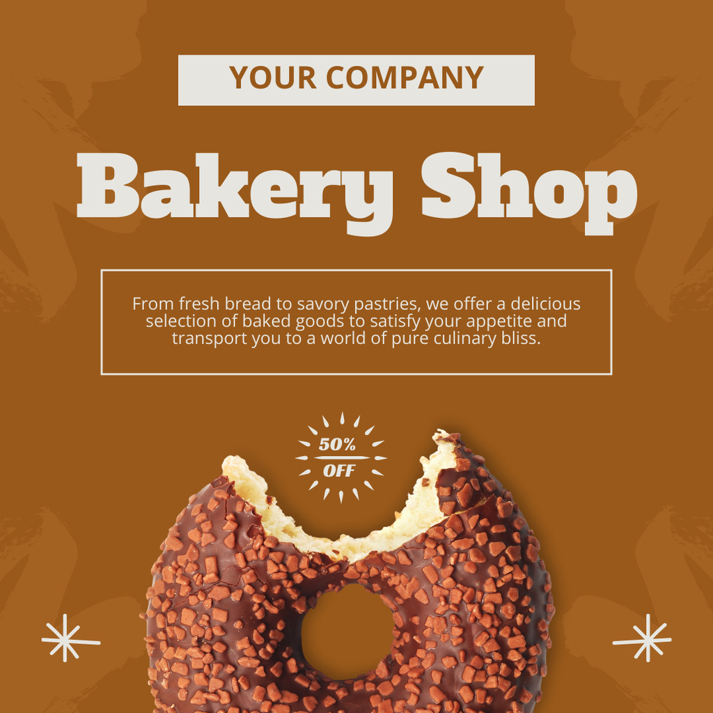 Chocolate Donuts Retail in Bakery Shop Instagram Tasarım Şablonu