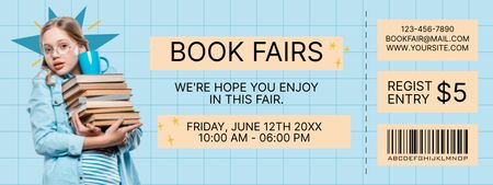Book Fair Voucher with Schoolgirl Coupon Design Template