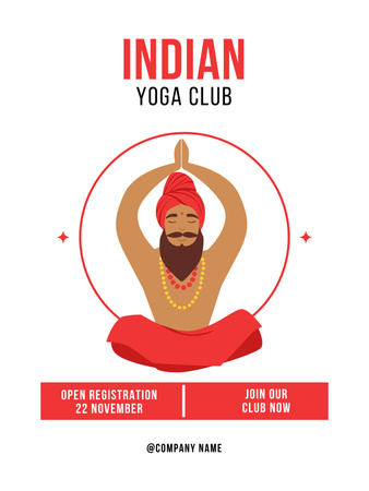 Indian Yoga Studio Invitation Poster US Design Template