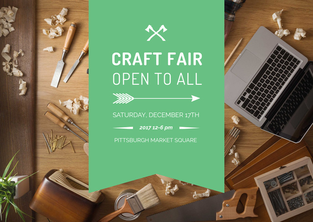Platilla de diseño Craft fair Announcement with Laptop Card