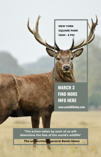 Eco Event Announcement With Wild Deer Invitation 5.5x8.5in – шаблон для дизайну