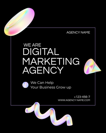 Designvorlage Angebot einer Agentur für digitales Marketing mit geometrischen Figuren für Instagram Post Vertical