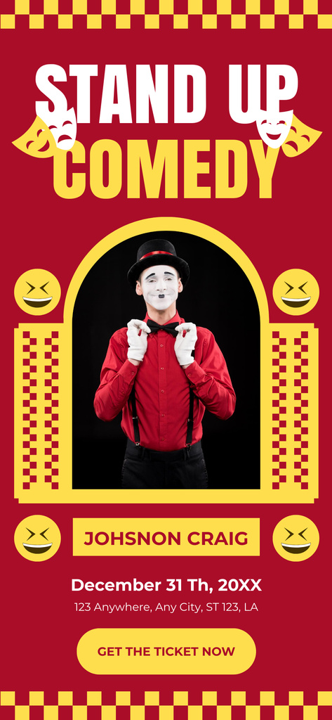Man performing Pantomime on Stand-up Show Snapchat Moment Filter Design Template