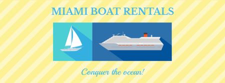 Boat rentals Offer on Yellow Facebook cover Design Template