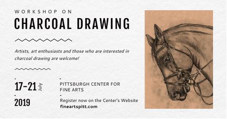 Plantilla de diseño de anuncio del centro de arte con ilustración gráfica del caballo Facebook AD 