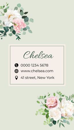 Event Planner Services Ad with Flowers Business Card US Vertical Design Template